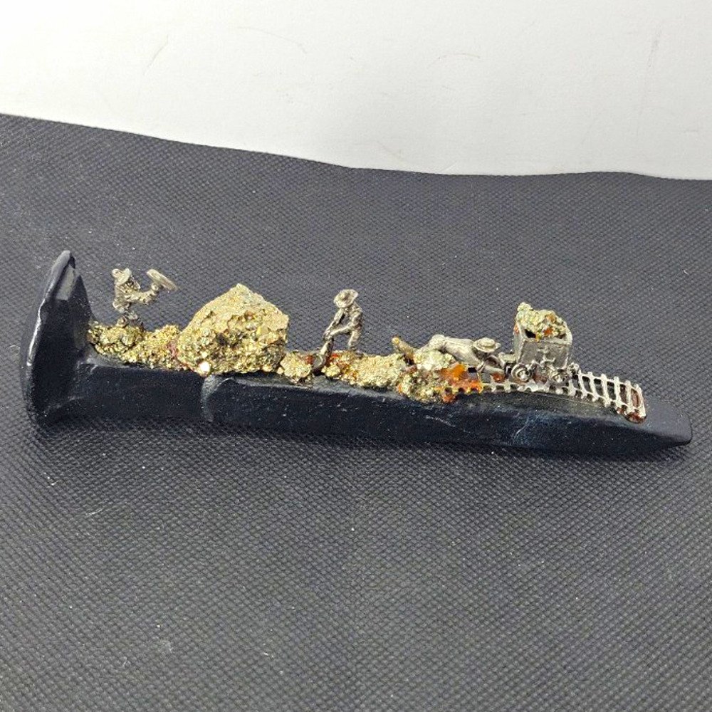 Vintage Railroad Spike Collectible w/ Metallic Mineral Encrustation, Rust Patina